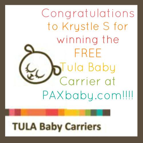 The PAXbaby.com FREE Tula Winner is…